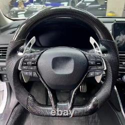 For Honda Accord 18-22 10th Customized Carbon Fiber Steering Wheel Black Leather