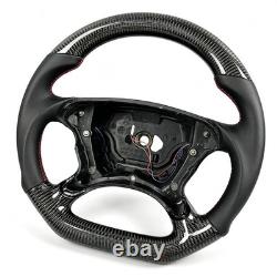 For Mercedes-Benz 2002 2003 2004 2005 black leather carbon fiber steering wheel