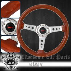 For Pontiac 345mm Extended Center Racing Grip Wood Grain Smooth Steering Wheel