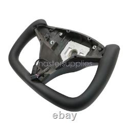 For Tesla Model X S 2016-2020 Yoke Leather Steering Wheel withHeated Black