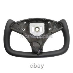 For Tesla Model X S 2016-2020 Yoke Leather Steering Wheel withHeated Black