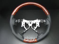 For Toyota TUNDRA 2nd Gen 2007-2013 Burl wood leather steering wheel-SPORTS