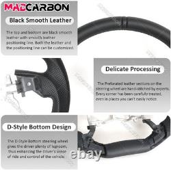 Full Black Leather Sport Steering Wheel for Toyota Tacoma 2010+ Flat Bottom