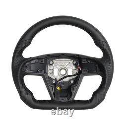 Full Black Leather Steering Wheel for Tesla Model X Model S 2021-2025 withHeated