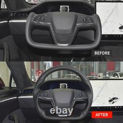 Full Black Leather Steering Wheel for Tesla Model X Model S 2021-2025 withHeated