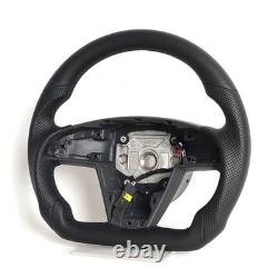 Full Black Leather Steering Wheel for Tesla Model X Model S 2021-2025 withHeated