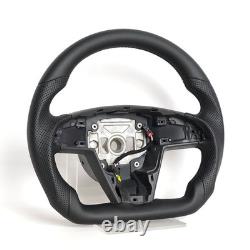 Full Black Leather Steering Wheel for Tesla Model X Model S 2021-2025 withHeated