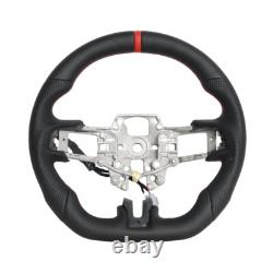 Full Leather Flat Sport Steering Wheel Fit Ford Mustang GT 2018-2023 with Heated