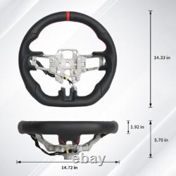 Full Leather Flat Sport Steering Wheel Fit Ford Mustang GT 2018-2023 with Heated