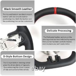 Full Leather Flat Sport Steering Wheel Fit Ford Mustang GT 2018-2023 with Heated