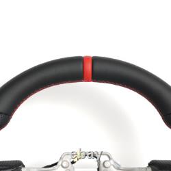 Full Leather Flat Sport Steering Wheel Fit Ford Mustang GT 2018-2023 with Heated