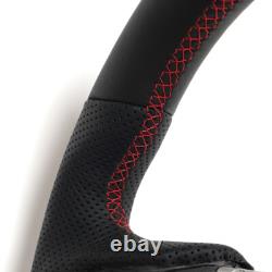 Full Leather Flat Sport Steering Wheel Fit Ford Mustang GT 2018-2023 with Heated