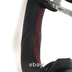 Full Leather Flat Sport Steering Wheel Fit Ford Mustang GT 2018-2023 with Heated