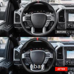 Full Leather Heated Steering Wheel for Ford F150 Raptor 15-20 with Paddle Cutout