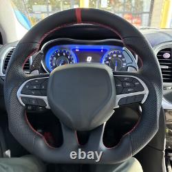 Full Leather Sport Flat Steering Wheel Fit Chrysler 300 2015-2023 with Heated