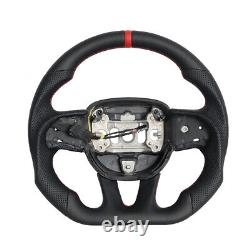 Full Leather Sport Flat Steering Wheel Fit Chrysler 300 2015-2023 with Heated