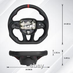Full Leather Sport Flat Steering Wheel Fit Chrysler 300 2015-2023 with Heated
