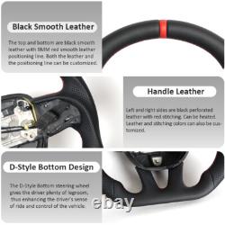 Full Leather Sport Flat Steering Wheel Fit Chrysler 300 2015-2023 with Heated