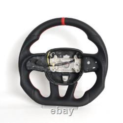 Full Leather Sport Flat Steering Wheel Fit Chrysler 300 2015-2023 with Heated