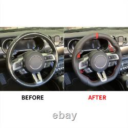 Full Leather Sport Flat Steering Wheel for Ford Mustang 2018-2023 with Heated