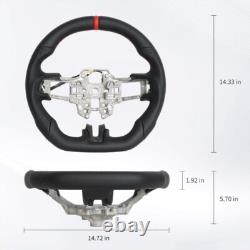 Full Leather Sport Flat Steering Wheel for Ford Mustang 2018-2023 with Heated