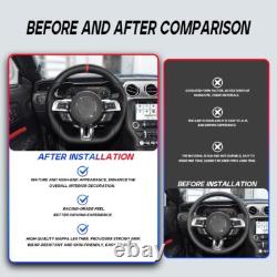 Full Leather Sport Flat Steering Wheel for Ford Mustang 2018-2023 with Heated