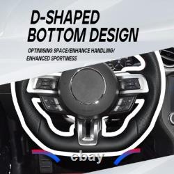 Full Leather Sport Flat Steering Wheel for Ford Mustang 2018-2023 with Heated