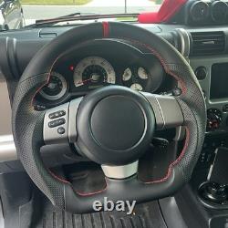 Full Leather Sport Steering Wheel for Toyota FJ Cruiser 2007-2020 Red Ring