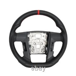 Full Leather Sports Flat Steering Wheel for FORD F150 SVT 2011-2014 Red Strip