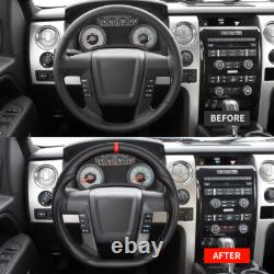 Full Leather Sports Flat Steering Wheel for FORD F150 SVT 2011-2014 Red Strip
