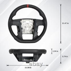Full Leather Sports Flat Steering Wheel for FORD F150 SVT 2011-2014 Red Strip