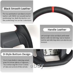 Full Leather Sports Flat Steering Wheel for FORD F150 SVT 2011-2014 Red Strip