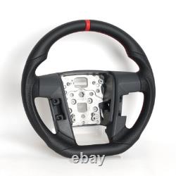 Full Leather Sports Flat Steering Wheel for FORD F150 SVT 2011-2014 Red Strip
