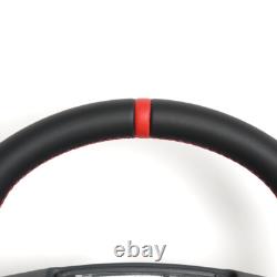 Full Leather Sports Flat Steering Wheel for FORD F150 SVT 2011-2014 Red Strip