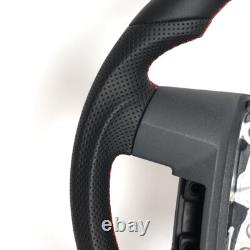 Full Leather Sports Flat Steering Wheel for FORD F150 SVT 2011-2014 Red Strip