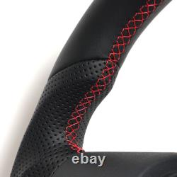 Full Leather Sports Flat Steering Wheel for FORD F150 SVT 2011-2014 Red Strip