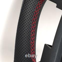 Full Leather Sports Flat Steering Wheel for FORD F150 SVT 2011-2014 Red Strip