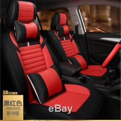 Full Set Car Seat Cover Front+Rear+Steering Wheel Microfiber Leather For 5-Seat