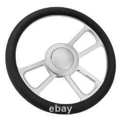 GM 14 Billet Aluminum 9 Hole Steering Wheel Kit & Horn Button & Adapter Hot Rod