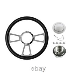GM 14 Billet Aluminum 9 Hole Steering Wheel Kit & Horn Button & Adapter Hot Rod
