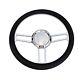 Gm 14 Billet Chrome Steering Wheel 9 Holes Withhorn Button Black Leather Vintage