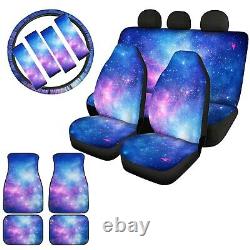 Galaxy Sky Car Seat Covers+Steering Wheel Cover Floor Mat Auto Full Set 13 Pcs