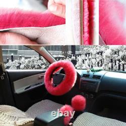 Genuine Australian Sheepskin Fur Car Seat Covers Steering Wheel Cover 5Pcs/Set