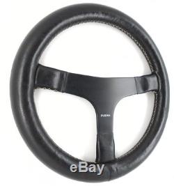 Genuine Fusina 290mm black leather steering wheel, Classic, historic race etc 8A