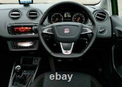 Genuine Seat Ibiza FR MK4 6J black leather, flat bottom steering wheel. 2C