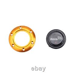 Gold 14Inch Deep Dish Suede Drifting Steering Wheel & Quick Release Adapter