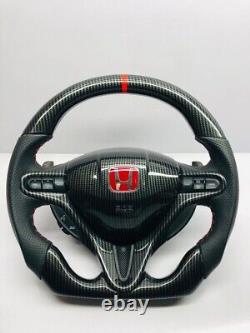 HONDA CIVIC FD2/FN2 Top Bottom FLAT Complete Steering Wheel With Carbon Fiber