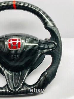 HONDA CIVIC FD2/FN2 Top Bottom FLAT Complete Steering Wheel With Carbon Fiber