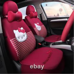 Hello Kitty five seats car seat cover steering wheel headrest fashion models