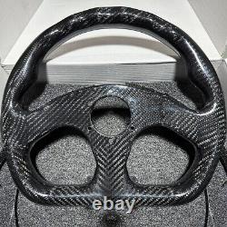 Hiwowsport 320mm Carbon Fiber Flat ButtonSteering Wheel Jet Style 6 Holes Black